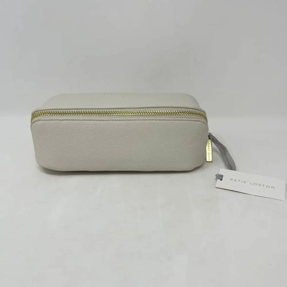 Katie Loxton Small Fold Out Makeup Toiletry Bag Off White Gold Zipper Long